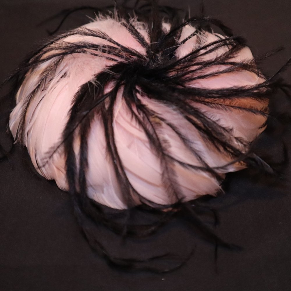 Pink and Black Ostrich Feather Brooch Pin